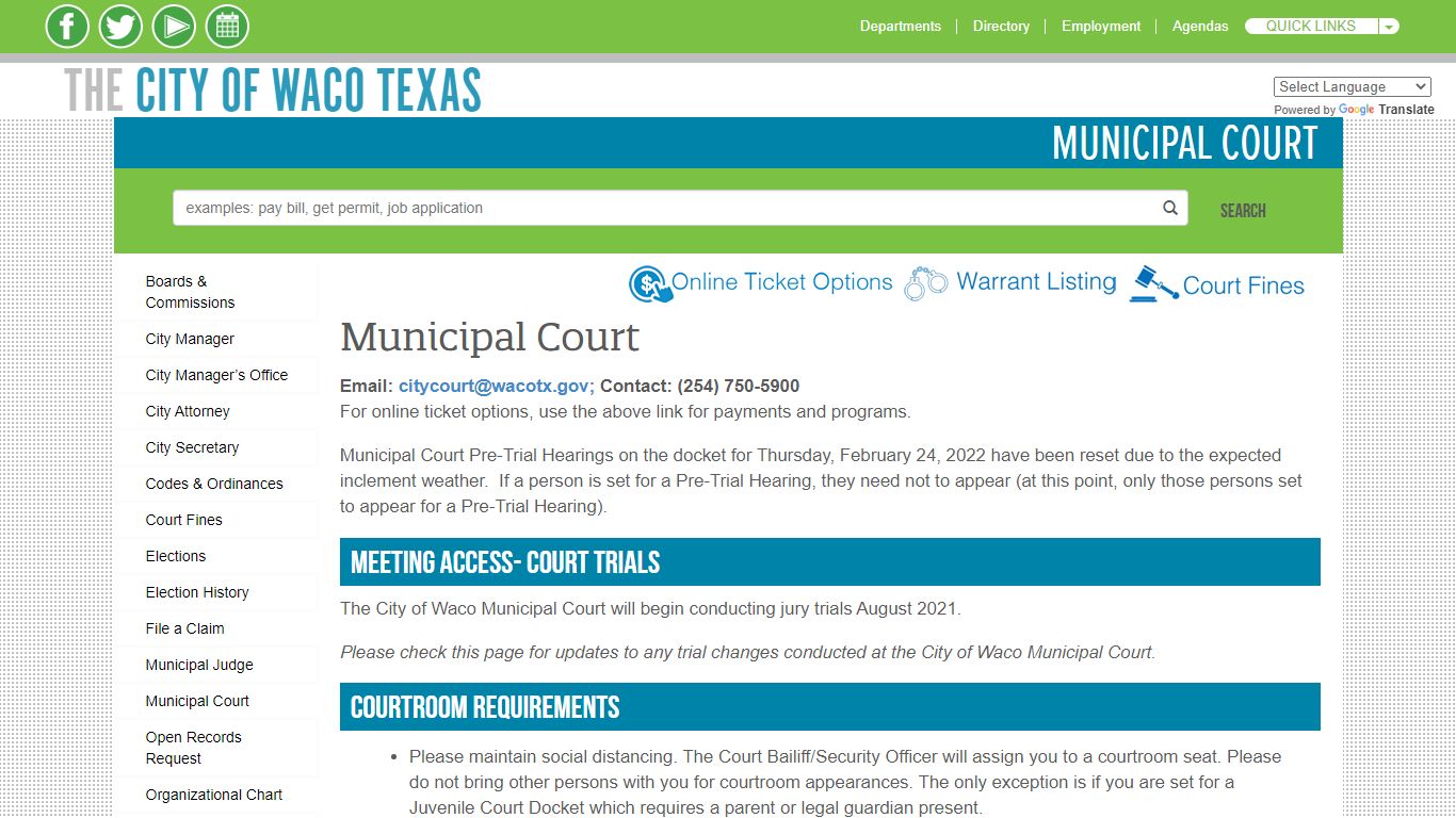 Municipal Court - City of Waco, Texas