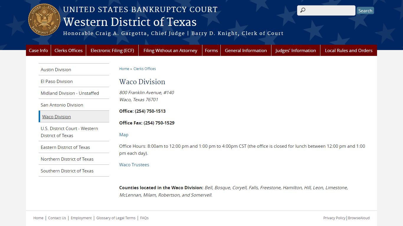 Waco Division | Western District of Texas - United States Courts