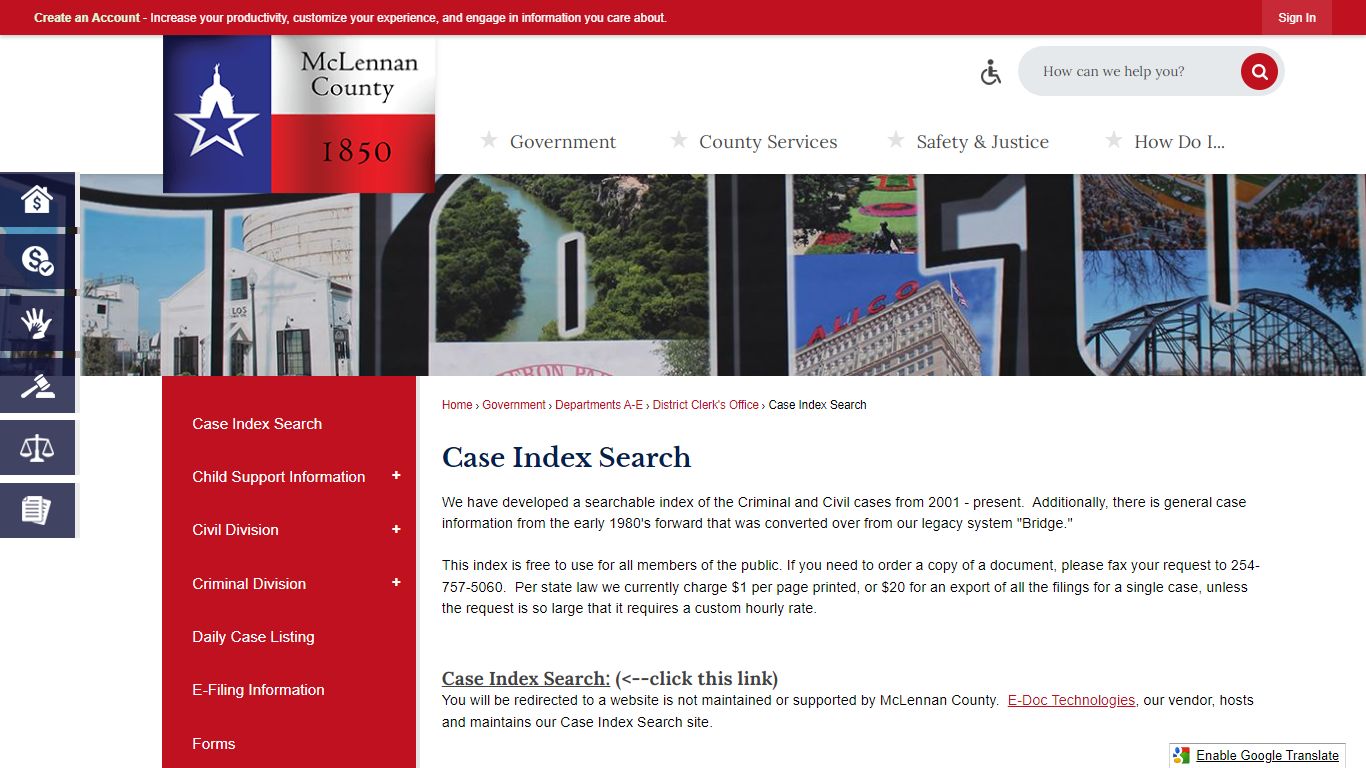 Case Index Search | McLennan County, TX